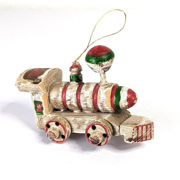 Enesco Other - Vintage Enesco Wooden Train Steam Engine Christmas Ornament